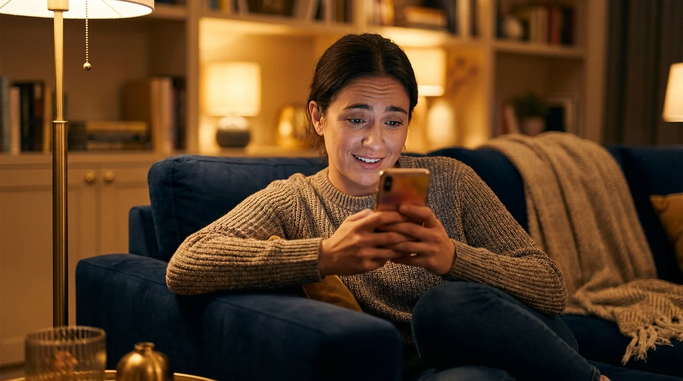 Una persona valuta un professionista dal suo sito web sullo smartphone