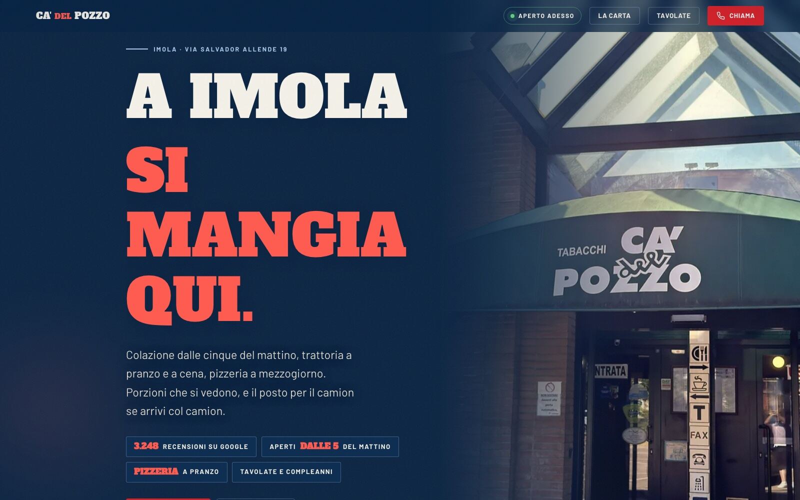 Sito Ca del Pozzo Imola — a Imola si mangia qui, aperto adesso