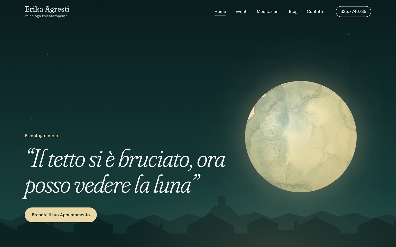 Il nuovo sito di Erika Agresti: home da computer